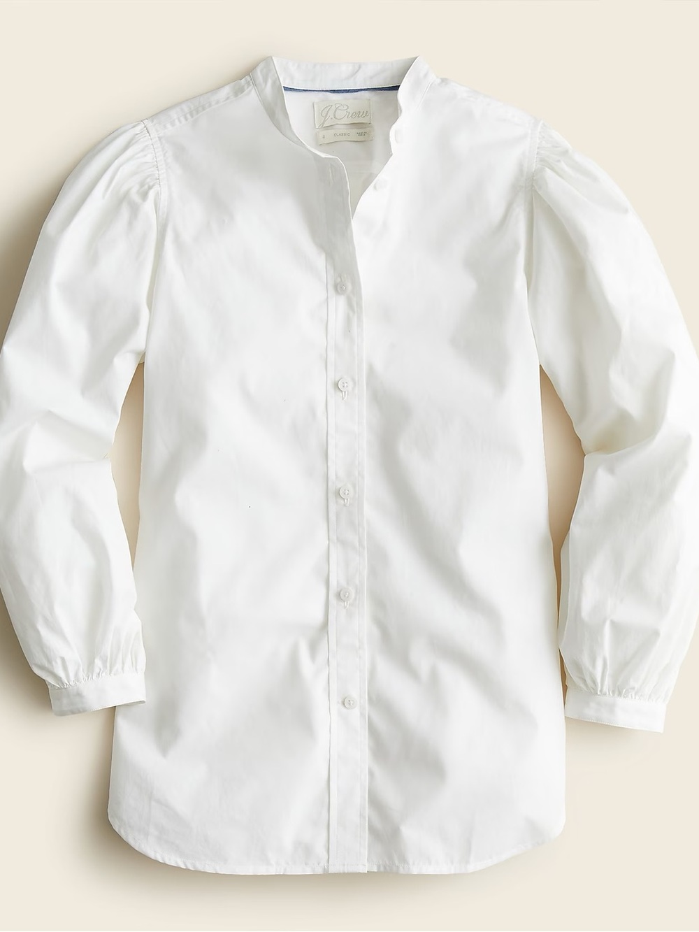 J. Crew Classic-fit collarless puff-sleeve shirt Shirt 10